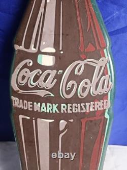 Coca Cola Die Cut Tin Bottle Sign 16.5
