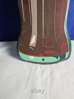 Coca Cola Die Cut Tin Bottle Sign 16.5