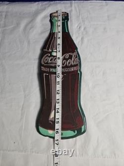Coca Cola Die Cut Tin Bottle Sign 16.5