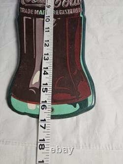 Coca Cola Die Cut Tin Bottle Sign 16.5