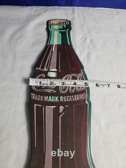 Coca Cola Die Cut Tin Bottle Sign 16.5