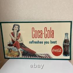 Coca-Cola Double-Sided Sign W75cm x H42cm 1960s Vintage Collectibles Rare