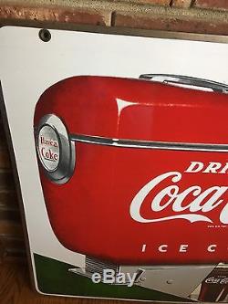 Coca Cola Doublesided Porcelain Dispenser Sign