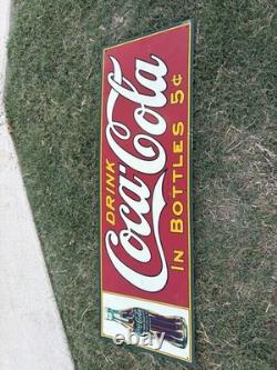 Coca-Cola Drink Coca-Cola in Bottles 5¢ Soda Advertising Sign, Red/White