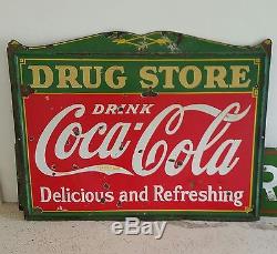 Coca Cola Drug Store Original 1933 Porcelain Sign