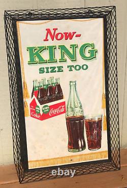 Coca Cola Easel Back Cardboard in Canadian Mesh Frame 1958