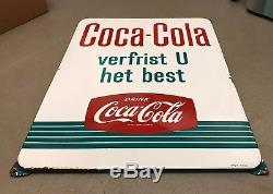 Coca Cola Enamel Emaille Sign Langcat The Netherlands 1950s