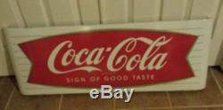 Coca Cola Excellent Porcelain Fishtail Sled sign