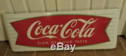 Coca Cola Excellent Porcelain Fishtail Sled sign