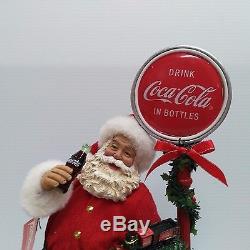 Coca-Cola Fabriche Santa with Light up Sign 2016 Kurt Adler NIB