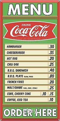 Coca Cola Fish Tail Menu Restaurant Vintage Sign Remake Aluminum Size Options