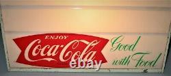 Coca Cola Fishtail Logo Lighted Menu Board Sign VERY NICE LOOKING 18 x 16