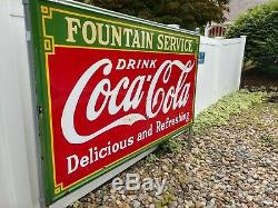 Coca Cola Fountain Service 4' × 6' Vintage Enamel Sign