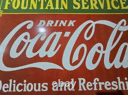 Coca Cola Fountain Service Delicious And Refreshing Porcelain Enamel Sign 60x46