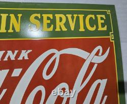 Coca Cola Fountain Service Delicious And Refreshing Porcelain Enamel Sign 60x46