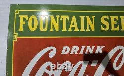 Coca Cola Fountain Service Delicious And Refreshing Porcelain Enamel Sign 60x46