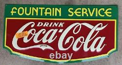 Coca Cola Fountain Service Vintage Sign 2007 23x11.75