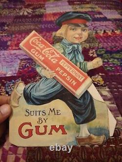 Coca Cola Gum Cardboard Advertising Collectible Easel Back Sign Used