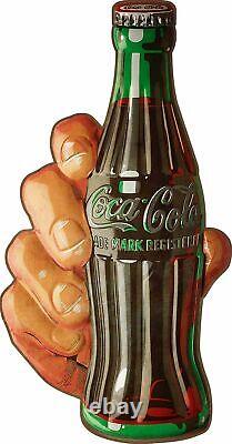 Coca Cola Hand Holds Coke Bottle 48 Heavy Duty USA Made Metal Advertising Sign