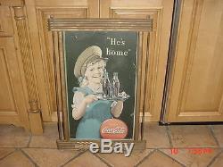 Coca Cola He's Home Kay Display Wooden Frame Sign Cardboard Insert