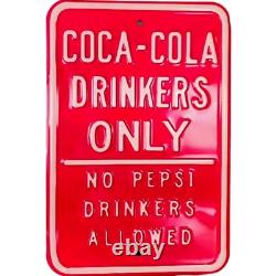 Coca Cola Heavy Red Parking Sign No Pepsi Drinker Allowed 17.5 x 12 Rare