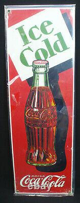 Coca Cola Ice Cold Porcelain Enamel Advertising Sign