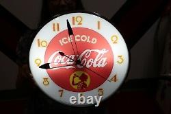 Coca Cola Ice Cold Soda Pop 15 Lighted Metal Pam Clock Sign
