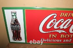 Coca Cola In Bottles Soda Pop 1923 Christmas Bottle 28 Embossed Metal Sign