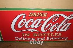 Coca Cola In Bottles Soda Pop 1923 Christmas Bottle 28 Embossed Metal Sign