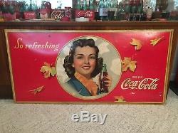 Coca Cola Large Cardboard Sign 1941 So Refreshing 27 X 56