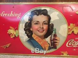Coca Cola Large Cardboard Sign 1941 So Refreshing 27 X 56