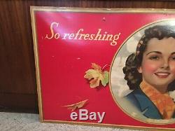 Coca Cola Large Cardboard Sign 1941 So Refreshing 27 X 56