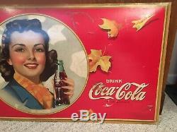 Coca Cola Large Cardboard Sign 1941 So Refreshing 27 X 56