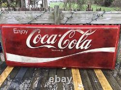 Coca Cola Large Embossed Plastic Sign 7ft X 33 1/2 Original Enjoy Coca Cola