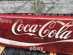 Coca Cola Large Embossed Plastic Sign 7ft X 33 1/2 Original Enjoy Coca Cola