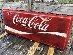 Coca Cola Large Embossed Plastic Sign 7ft X 33 1/2 Original Enjoy Coca Cola