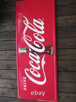 Coca-Cola Large Steel Sign Red Bottle with Embossed Script Logo 60 x 24