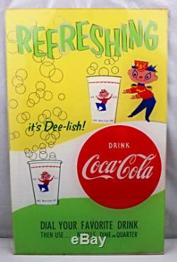 Coca Cola Light Up Cup Vending Machine Sign Vintage NOS 50's Coke Dee-lish