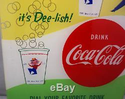 Coca Cola Light Up Cup Vending Machine Sign Vintage NOS 50's Coke Dee-lish