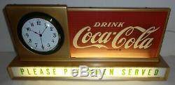 Coca Cola Lighted Countertop Sign withClock & Glass Panel Please Pay When Served