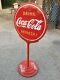 Coca Cola Lollipop Porcelain Sign Button with Base Made in 1939 Heavy Duty