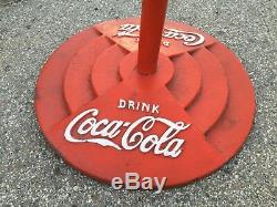 Coca Cola Lollipop Porcelain Sign Button with Base Made in 1939 Heavy Duty