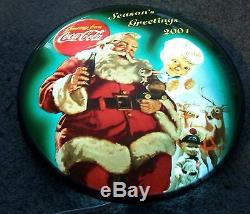 Coca Cola Ltd Edition Light Up Santa & Sprite Boy 2001 #735 Of 1500 Button Sign