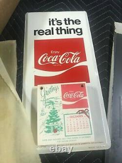 Coca Cola MCA Metal Calendar 1970 from Original Shipping Box + NOS Calendar Pad