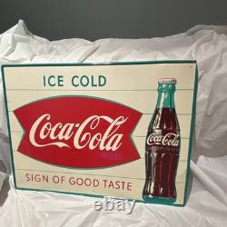 Coca-Cola Metal Advertising Sign Ice Cold Sign of Good Taste Bottle MCA 1201