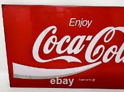 Coca-Cola Metal Sign 14x7 Enjoy Coca Cola Sign / Tray Collectible VTG