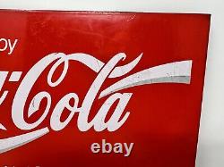 Coca-Cola Metal Sign 14x7 Enjoy Coca Cola Sign / Tray Collectible VTG