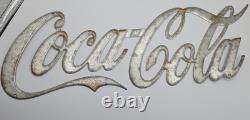 Coca-Cola Metal Sign Script Logo Cutout 19 Vintage Soda Fountain RARE