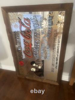 Coca-Cola Mirror Sign with Wood Frame The Ideal Brain Tonic Advertising
