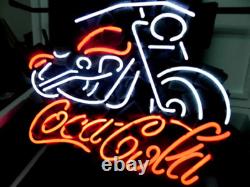 Coca Cola Motorcycle Motor Garage 20x16 Neon Light Sign Lamp Decor Man Cave